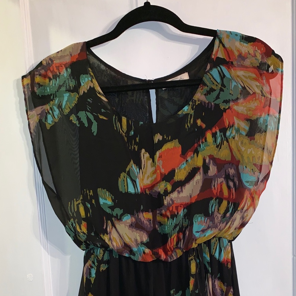 Lush chiffon kimono black dress (sleeveless)